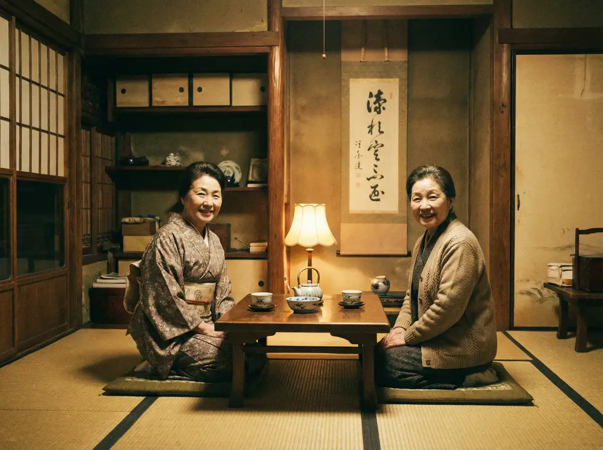 两位优雅的 骚狐-潮流生活分享|独家热点|互动社区每日更新 在日式茶室中品茶交谈